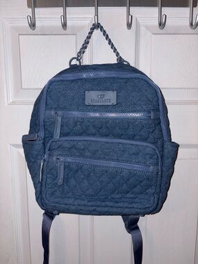 Quilted denim backpack by HeartLove by Charo in a blue “jean” wash